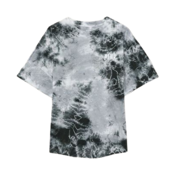 VICTORIA'S SECRET PINK- Grey Oasis Tie Dye Varsity Short Sleeve - Medium- Unisex - Picture 8 of 9